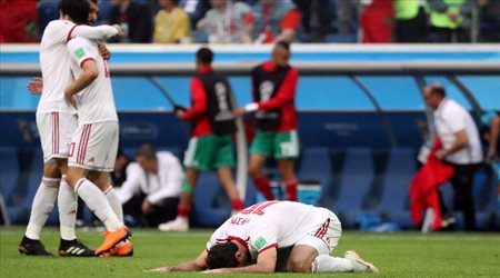 فرحة لاعبو إيران بالفوز على المغرب