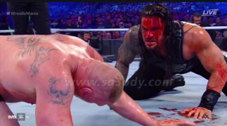 مباراة حزام universal راسلمينيا 34  ( بروك لايسنر vs  رومان رينز )