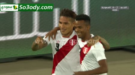 الهدف الثالث لبيرو في مرمى السعودية .. مباراة ودية