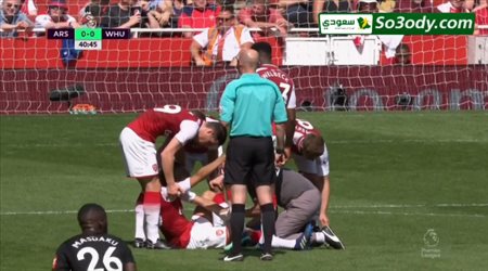 اصابة المصري محمد النني في مباراة ارسنال وويست هام .. الدوري الانجليزي