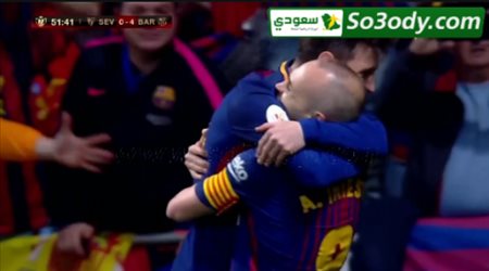 الهدف الرابع لبرشلونة في مرمى اشبلية .. نهائي كاس ملك اسبانيا