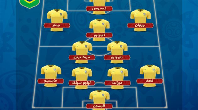 عيش المونديال| تغيير وحيد في تشكيل البرازيل أمام بلجيكا