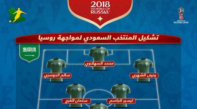 عيش المونديال| مفاجأة في تشكيل الأخضر بالمباراة الافتتاحية أمام روسيا