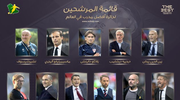 فيديو| ديشامب وزيدان على رأس المرشحين لجائزة أفضل مدرب في العالم