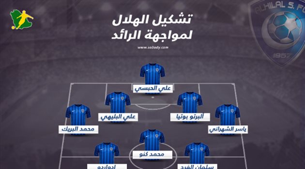 دوري المحترفين| التشكيل الأساسي.. خريبين يقود كتيبة الهلال الهجومية أمام الرائد