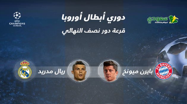 قرعة دوري الأبطال| بايرن يواجه ريال مدريد وليفربول يواجه روما بنصف النهائي
