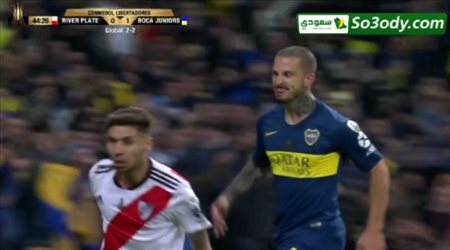 الهدف الاول لبوكا جونيورز في مرمى ريفر بليت .. نهائي كأس الليبرتادوريس