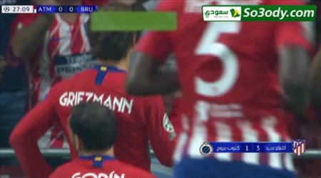 اهداف مباراة .. أتلتيكو مدريد  3 - 1 كلوب بروج .. دوري ابطال اوروبا
