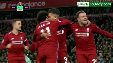 الهدف الخامس لليفربول في مرمى ارسنال .. الدوري الانجليزي