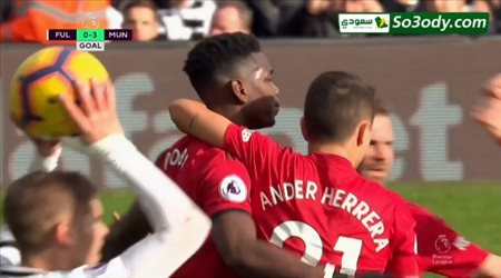 بوجبا يحرز هدف مانشستر الثالث في مرمي فولهام .. الدوري الانجليزي