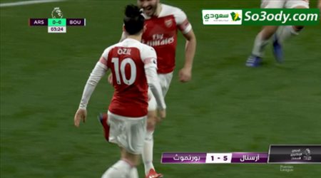 اهداف مباراة .. آرسنال	5 - 1	بورنموث .. الدوري الانجليزي