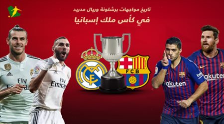تاريخ مواجهات برشلونة وريال مدريد في كأس ملك إسبانيا