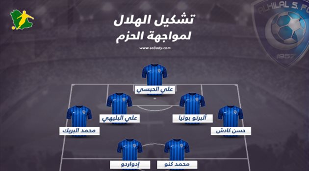 دوري المحترفين| تغييرات في "تشكيل الهلال" أمام الحزم