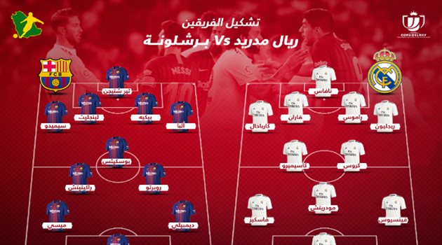تشكيل خالي من المفاجآت لريال مدريد وبرشلونة في كلاسيكو الأرض