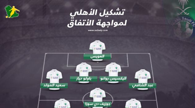 دوري المحترفين| تشكيل الأهلي.. ثلاثي هجومي أمام الاتفاق