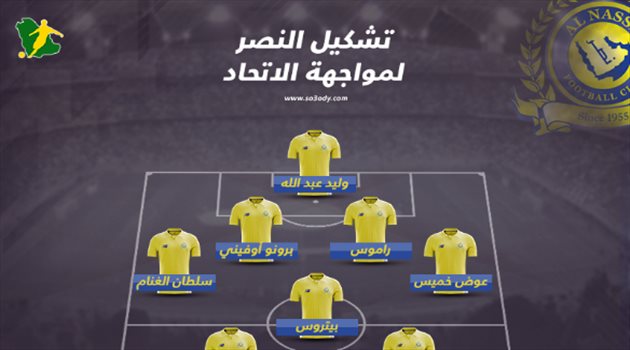 دوري المحترفين| تشكيل "هجومي" للنصر أمام الاتحاد