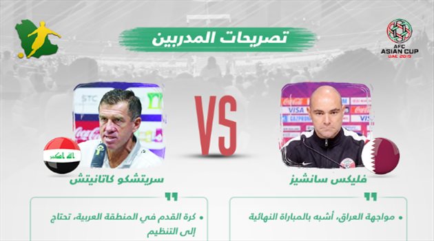تصريحات المدربين| سانشيز مواجهة العراق كالنهائي.. وكاتانيتش ينتقد الكرة العربية
