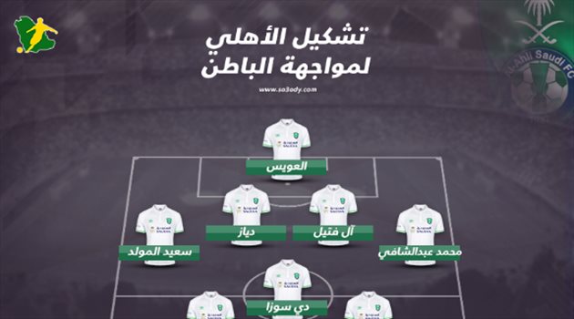 دوري المحترفين| السومة يقود هجوم الأهلي أمام الباطن.. والمؤشر يعود