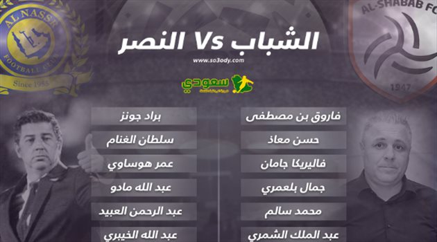 تشكيل الشباب والنصر في الجولة 22 بدوري المحترفين