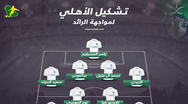 في غياب السومة.. الجاسم يقود تشكيل الأهلي أمام الرائد