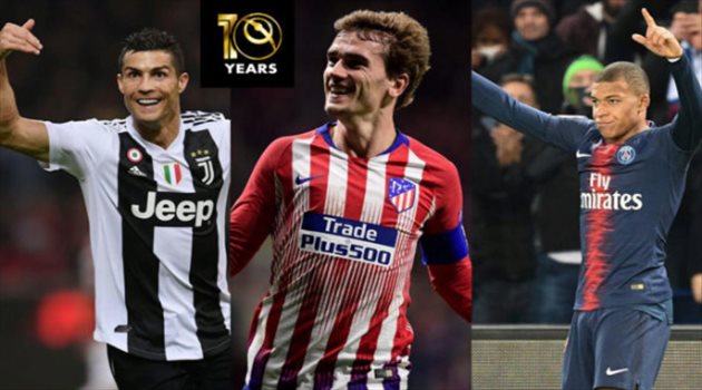 جلوب سوكر| رونالدو ينافس مبابي وجريزمان للتتويج بالجائزة