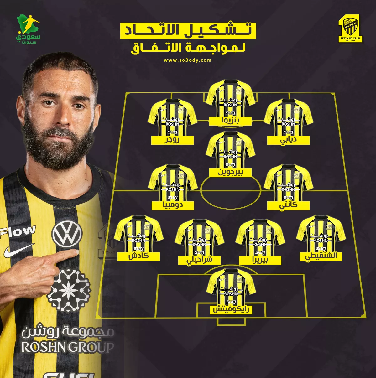 عاجل | تشكيل الاتحاد أمام الاتفاق في دوري روشن للمحترفين 