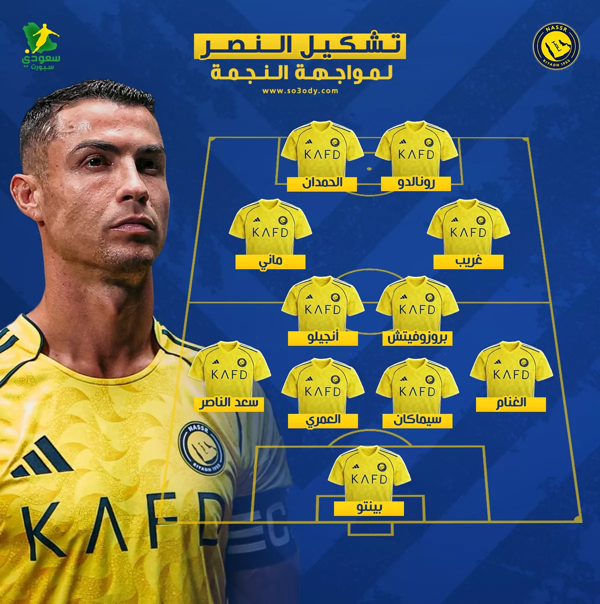 عاجل | تشكيل النصر أمام النجمة بالدوري السعودي.. عودة رونالدو 
