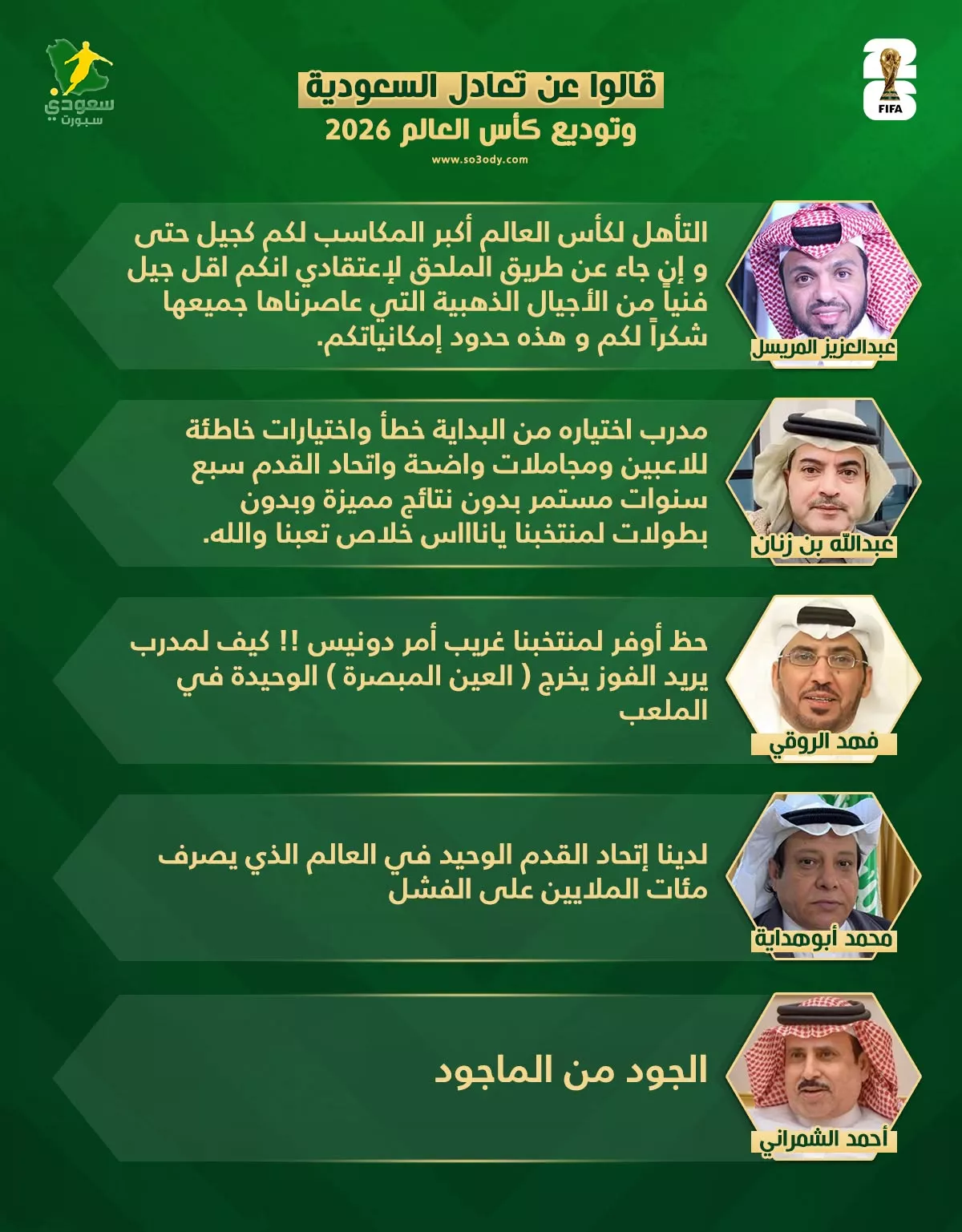 عاجل | قالوا عن توديع السعودية لكأس العالم 2026: الجود من المأجود.. مجاملات واضحة 