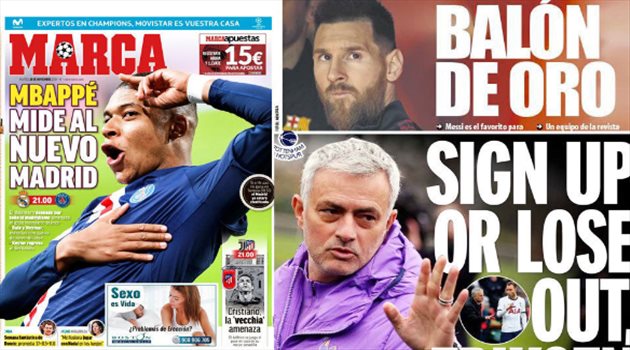 صحف العالم ليوم الثلاثاء.. ولع مدريدي بمواجهة مبابي وحسم الفائز بالكرة الذهبية