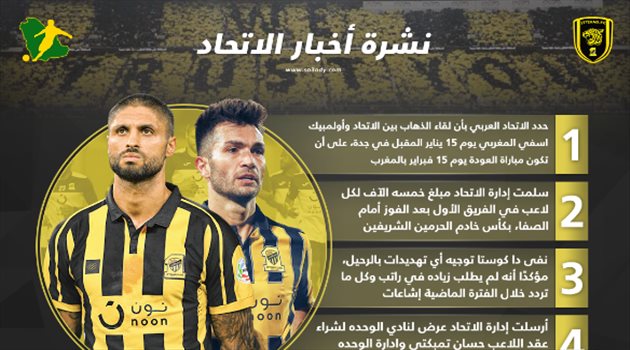 نشرة أخبار الاتحاد| خطة لخطف "الصخرة الجديدة".. وحقيقة رحيل نجم الفريق