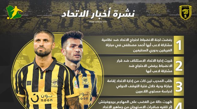 نشرة الاتحاد| قرار جديد بعد رفض الاحتجاج ضد أبها والغضب يضرب بريجوفيتش