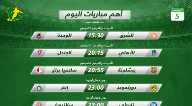 مباريات اليوم| الأهلي في الكأس ودوري أبطال أوروبا.. ومهمة لأوراوا قبل موقعة الهلال