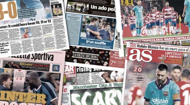 فيديوجرافيك| صحف العالم ليوم الأحد.. سقوط برشلونة حديث الساعة في إسبانيا وانتر يحكم قبضته على ميلانو
