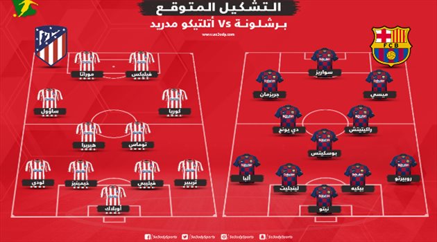 كأس السوبر الإسباني | التشكيل المتوقع لمباراة برشلونة ضد أتلتيكو مدريد
