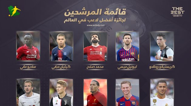 ذا بيست| فيفا يعلن أفضل 10 لاعبين مرشحين للجائزة.. "صلاح" العربي الوحيد