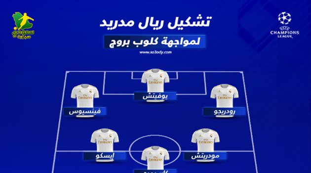 ريال مدريد بالبدلاء في مواجهة كلوب بروج بدوري أبطال أوروبا