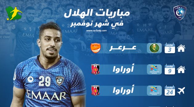 الهلال في نوفمبر| كأس و"كلاسيكو" ونهائي دوري أبطال آسيا