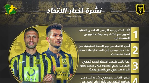 نشرة الاتحاد| إشادة بـ"غروهي".. وخيمنيز يتألق في "الجري"