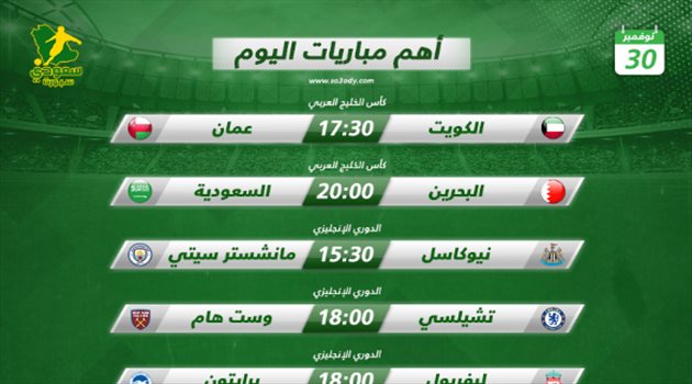 مباريات اليوم| السعودية في "تحدي البقاء" مع البحرين.. وريال مدريد يحلم بالصدارة