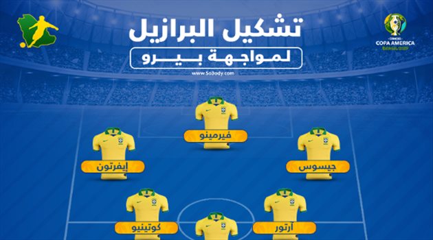 كوبا أمريكا| تشكيل ناري للبرازيل في مواجهة بيرو