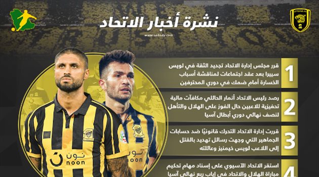 نشرة الاتحاد| مصير سييرا قبل الكلاسيكو وتحرك رسمي لإنقاذ خيمنيز