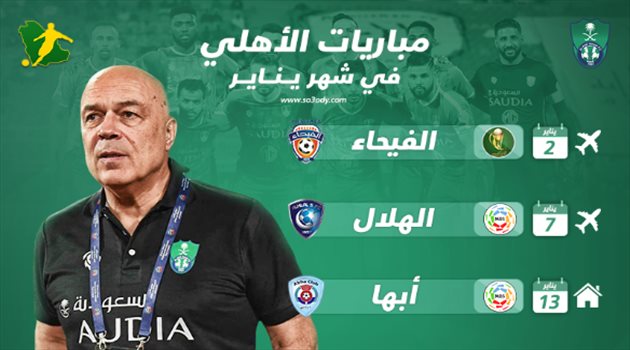الأهلي في يناير| كلاسيكو الهلال.. ولقاءات نارية مع أصحاب المنطقة الدافئة