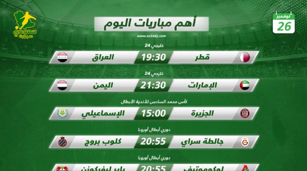مباريات اليوم| انطلاق "خليجي 24".. والريال مع سان جيرمان في دوري أبطال أوروبا
