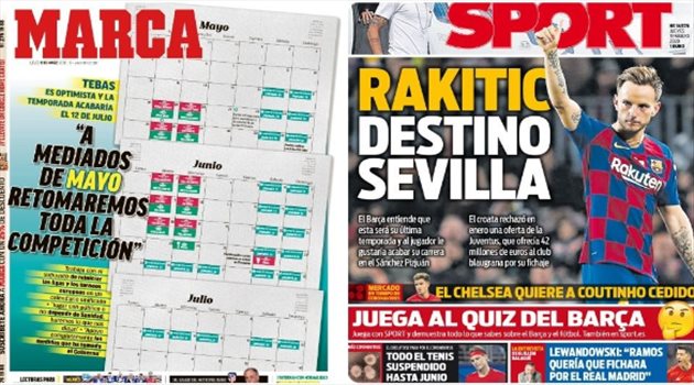 صحف العالم اليوم الخميس.. موعد استئناف دوريات أوروبا ومقايضة برشلونة