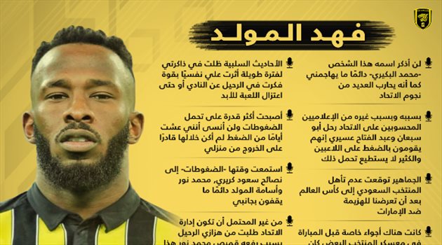 "عرض النصر واعتزال كرة القدم وأكاذيب نجم الاتحاد".. فهد المولد يطلق تصريحاته النارية