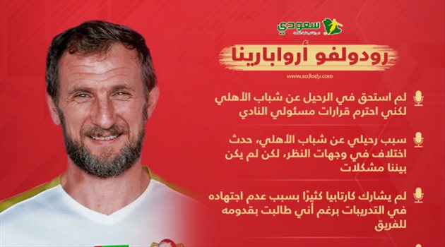 بـ6 تصريحات مثيرة.. أروابارينا يخرج عن صمته بعد رحيله عن شباب الأهلي