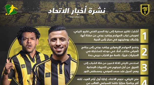 نشرة أخبار الاتحاد| كاريلي "يبتكر" في حل أزمته الهجومية.. واستدعاء ثلاثي شاب