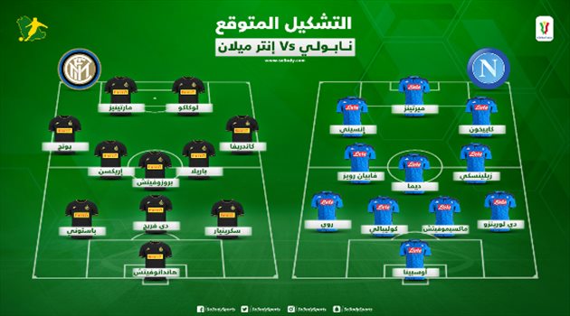 بدون مفاجآت.. التشكيل المتوقع لموقعة نابولي وإنتر ميلان بكأس إيطاليا