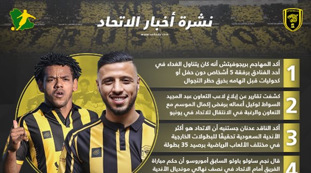 نشرة أخبار الاتحاد| بريجوفيتش يتحدث بعد انتهاء العقوبة والسواط يرفض التعاون