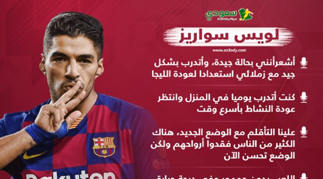 "اللعب بدون جمهور والهدف القادم".. سواريز يتحدث عن العودة من الإصابة